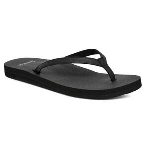 Sanuk Women's Black Yoga Joy II Memory Foam Flip Flop Slippers Size 6